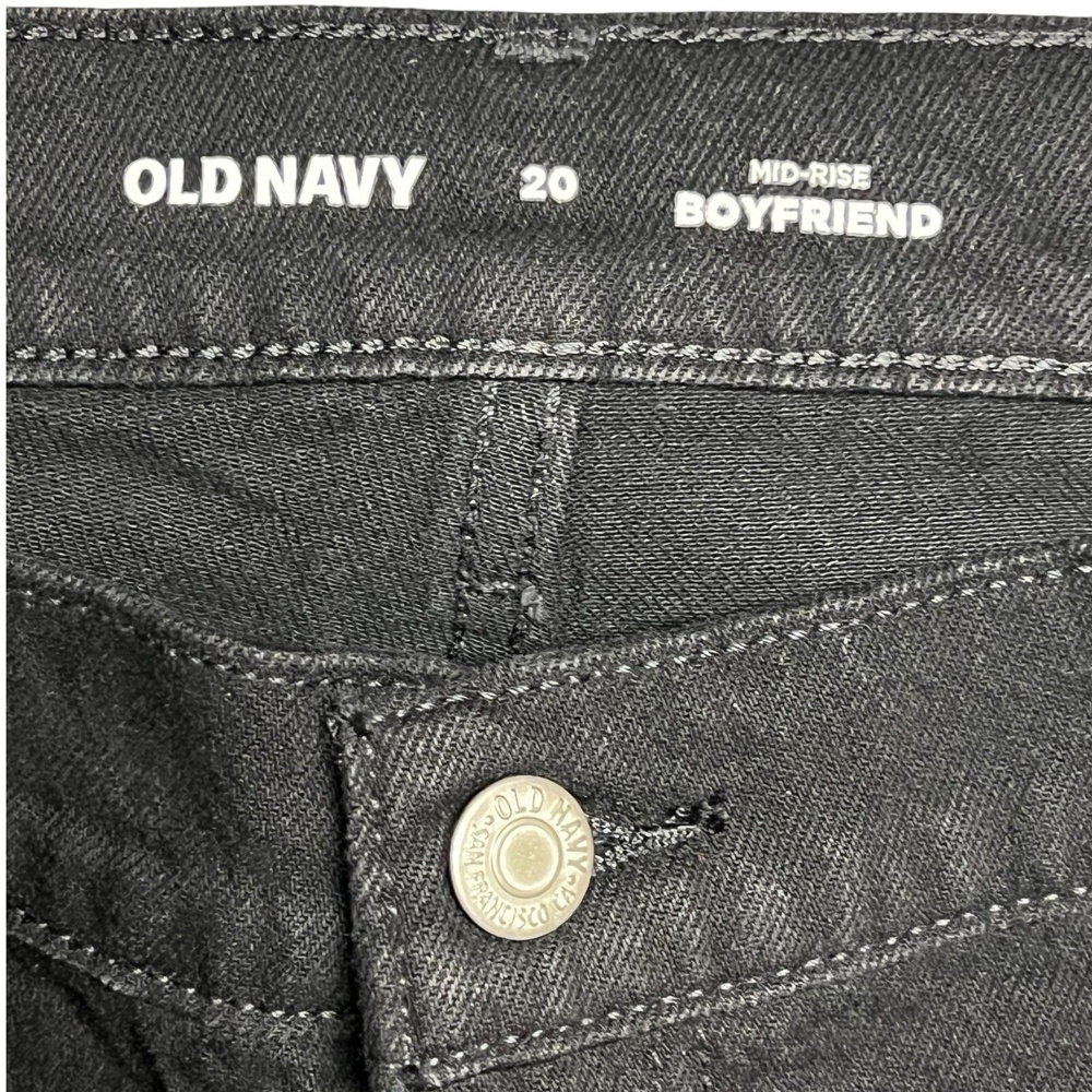 Old Navy Boyfriend Jeans Plus SZ 20 Black Mid-Rise Distressed Ripped NEW HI Rise - Picture 5 of 10